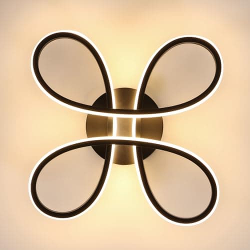 Comely Plafonnier LED Moderne, Lampe de Plafond 28W 3150LM, Luminaire Plafonnier Acrylique en Forme de Fleur pour Couloir, Balcon, Chambre, Salon, Lumière Chaude 3000K, Noir