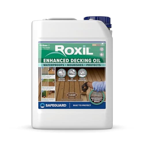 Roxil Saturateur - Huile de Protection du Bois Incolore - 5L (30m2) - Résiste aux Intempéries, nourrit et protège le Bois Extérieur - Protection Supplémentaire contre les UV