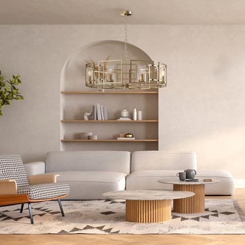 MAYTONI DECORATIVE LIGHTING Suspension classique, cadre en métal doré, abat-jour transparent, hauteur réglable, 8 ampoules, 8 ampoules E14 40 W non incluses