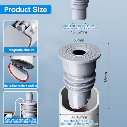 Bouchon Anti Odeur Machine à Laver, 35-40mm Oint de Tuyau de Machine à Laver, Bouchon Anti Odeur Machine à Laver Bouchon D'Étanchéité de Tuyau D'Évacuation, Joint d'étanchéIté pour Tuyau de (2PCS)