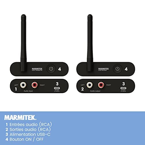 Marmitek Transmetteur Audio sans Fil WA300 - Connectez Votre Source Audio à Votre Système Stéréo sans Fil - Jack 3,5 mm - Wireless Audio Transmitter