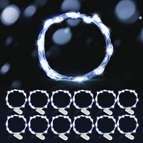 Hossom 12 Pièces Guirlande Lumineuse à Fil, Guirlande Led à Pile, Guirlandes Lumineuses pour éclairage intérieur et extérieur, Jardin, Chambre, Décoration de Mariage, Fête, Noël, Décoration d'arbre
