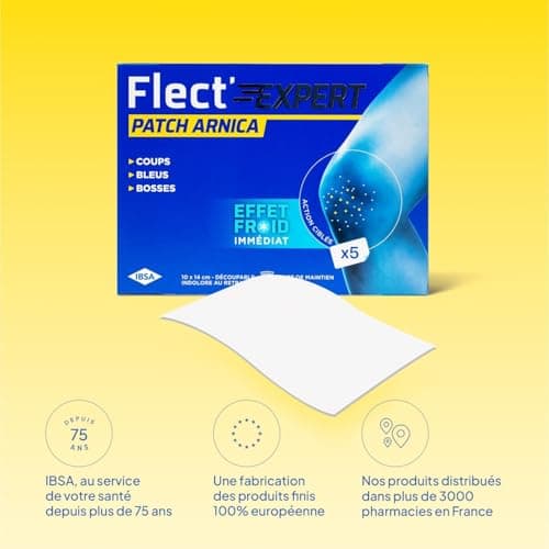 IBSA Pharma - Flect'Expert - Patch Arnica 5 patchs - Bleus, coups, bosses - Effet Froid immédiat - Dispositif médical