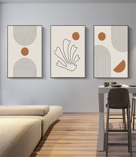 LYBOHO Lot de 3 posters d'art abstrait, modernes, tableaux muraux, style bohème, pour salon, chambre à coucher, géométrie 2, 20 x 30 cm