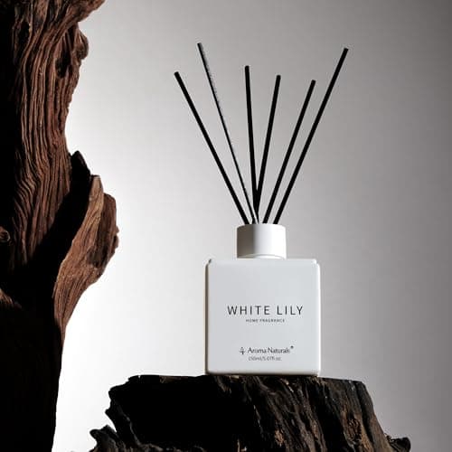 Aroma Naturals Diffuseurs de Parfum pour la Maison, diffuseur d'huile parfumée avec bâtonnets, 150 ML, Coffret Cadeau pour Femme – Lys Blanc