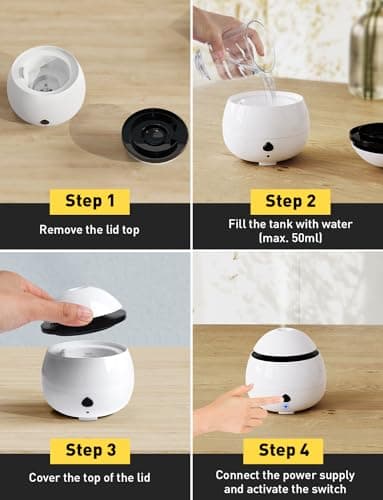 Pitasha Mini Diffuseur d'Huiles Essentielles Humidificateur Ultrasonique avec arrêt Automatique Diffuseur d'Arômes de Voyage Cadeau pour Chambre Cadeau