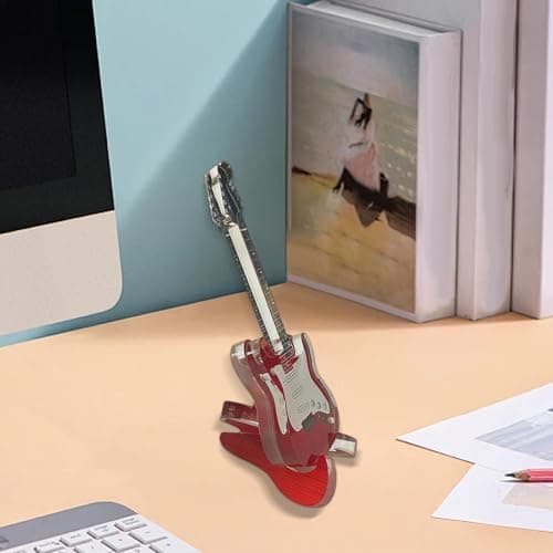 Idezek Figurine de guitare électrique, modèle de guitare électrique miniature - Modèle miniature en acrylique avec support - Figurine de table pour la maison, décor d'instruments de musique, modèle de