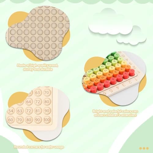 Tables de Multiplication, Table Multiplication Montessori, Jeux de Plateau Table de Multiplication en Bois Montessori, Montessori Multiplication pour 3 Ans Apprendre à Chiffres Facilejeux