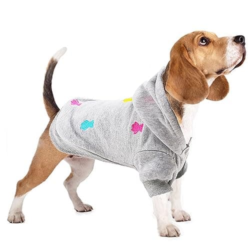 LeerKing Sweats à Capuche pour Chien Chaud Sweatshirt en Coton Chiot Vêtement pour Moyen Petit Chien Chat Gris XXS