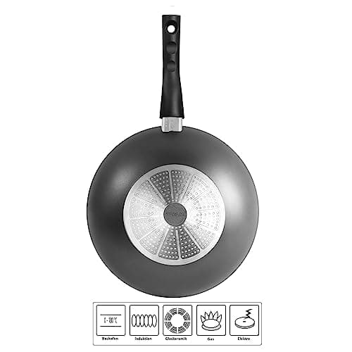 STONELINE Flex Poêle Wok 30 cm, Made in Germany, avec Poignée Amovible, Revêtement Antiadhésif avec de vraies particules de pierre, Compatible à l'Induction et au Four