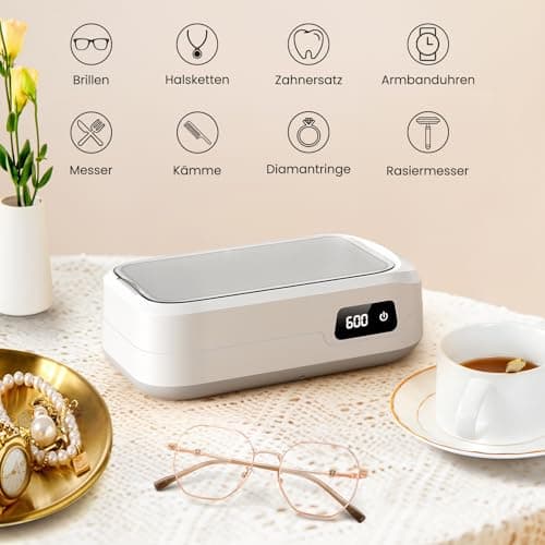 Nettoyeur Ultrasons 640ML,Nettoyeur Ultrasons Lunettes 49000HZ Nettoyeur Ultrason Bijoux,Ultrasonic Cleaner,4 Réglages de Temps,Pour Bijoux,Pour Bijoux,Dentier,Montres,Lunettes, Tête de Rasoir etc.
