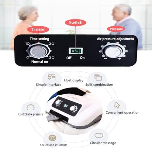 Dtyubfg Appareil de Massage des Jambes à Compression d'air, équipement de pressothérapie pour Tout Le Corps pour Les Pieds, la Taille, Le Mollet, Le Bras, la pressothérapie électrique