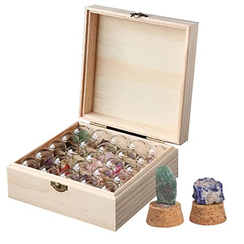 Tuzsocr Mini Pierre Précieuse Naturelle,25 PCS Ensemble de Cristaux de Guérison,Cristaux de Collection Rock and Mineral,Polies Relief,Boîte de Rangement Incluse-Jeu Scientifique et éducatif