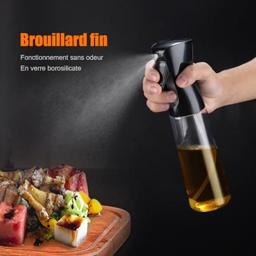 GRIFEMA Spray de Cuisine Huile Cuisine 300 ML, Vaporisateur d'Huile de Cuisson pour Friteuse sans Huile, Air Fryer Accessoires, Noir, GE2002B-300