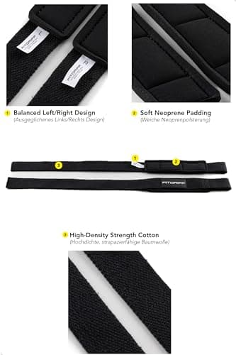 Fitgriff® Sangle de Tirage Musculation - Lifting Straps pour Fitness, Levage, Gym - Accessoires Salle de Sport (Black, Standard (plus de 16cm de poignet))