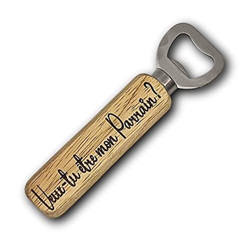 Décapsuleur en Bois personnalisable | Cadeau personnalisé| Gravure Laser | pour Maison Cuisine Bar Cadeau Anniversaire, (VOTRE TEXTE)