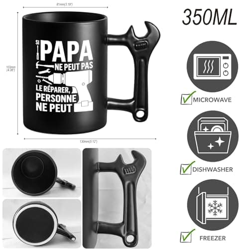LOZACHE Tasse Papa, Si Papa Ne Peut Pas Le Réparer Personne Ne Peut Mug, Cadeau pour Papa Père Anniversaire, Noël, Fête des Pères