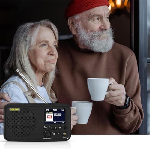 LEICKE Radio portátil Dab+ Con Bluetooth 5.0, Radio Dab/Dab+ y FM, Pantalla a Color de 2,4 Pulgadas, Radio de Cocina Con Cable, batería de 4000 mAh, conexión MicroSD/TF/AUX, Funciones de Alarma