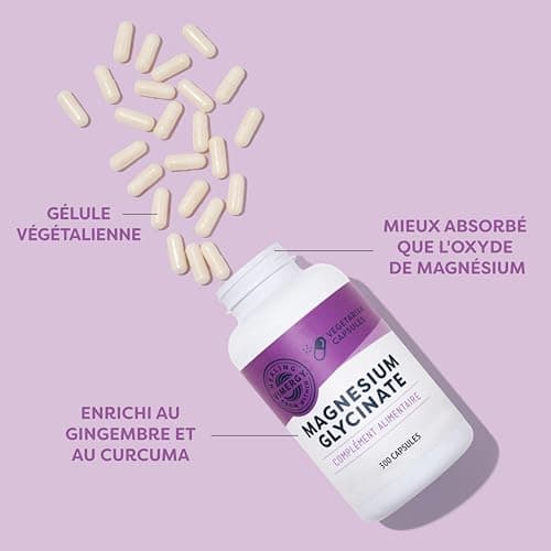 Vimergy Magnésium Glycinate – 150 Portions – Soutien Énergétique et Réduction de la Fatigue – Complément de Magnésium Doux pour les Intestins - Curcuma et Gingembre – Sans Gluten Céto/Paléo sans OGM
