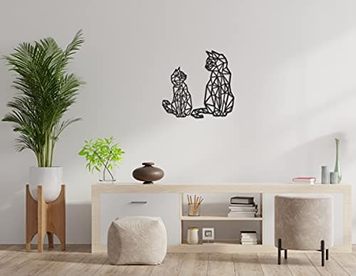 Panneau : chat 40 x 26 cm et 30 x 18 cm en noir | Décoration murale en bois chat | Décoration murale | Décoration murale | Décolleté | Décoration murale | Ornements géométriques d'art mural Décoration
