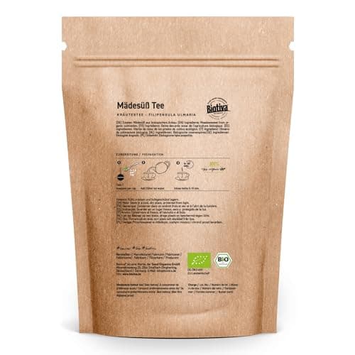 Tisane de Reine des prés bio 250g - véritable reine des prés - sans additifs - végétalien - qualité 100% bio - Mis en bouteille et contrôlé en Allemagne - Biotiva