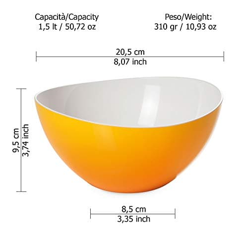 Omada Design Bol à salade ou à pâtes 20 cm, 1,5 L, en plastique incassable, empilable et va au lave-vaisselle, Ligne Trendy