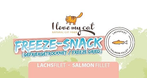 I Love My Cat Freeze-Snack pour Les Chats, des Filets de Saumon (lyophilisés) de 25 g, des friandises saines pour Les Chats, sans additifs artificiels