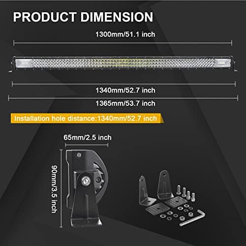 Willpower Rampe LED 132cm 675W Barre LED 12V 24V pour 4x4 Voiture Quad | LED Light Barre Lumineuse Avec Faisceau Stroboscopique, Étanchéité IP67, pour Camion Tracteur Offroad Véhicule Bateau ATV