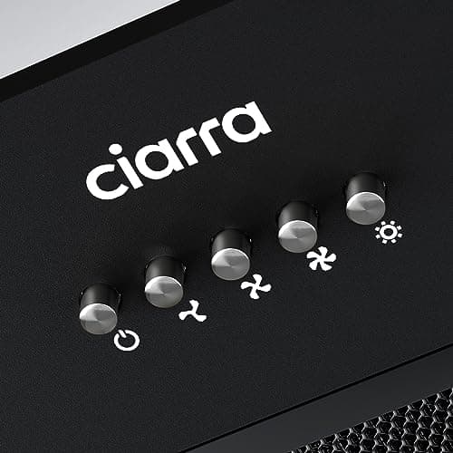 Ciarra Hotte Aspirante Encastrée - Hotte de Cuisine Intégrée - 300 m3/h - 52cm - Evacuation ou Recyclage - Filtre Charbon NON Inclus - 3 Vitesses - LED Eclairage - Noir - CBCB5913A