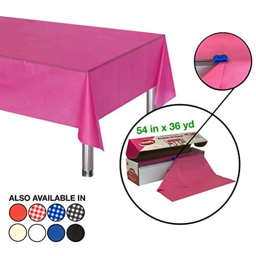 Neatiffy 137 cm x 32.9 m Jetable en Plastique Rouleau De Nappe, Équivalent à 12 Paquets de Pique-Nique, Rose