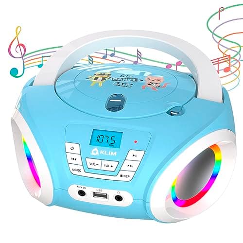KLIM Candy Lecteur CD Enfant - Nouveauté 2024 - Radio FM - Piles incluses - Lecteur CD Radio Rose Mignon avec Haut-parleurs - Le Cadeau Parfait pour Les Enfants et Les Tout-Petits - Bleu