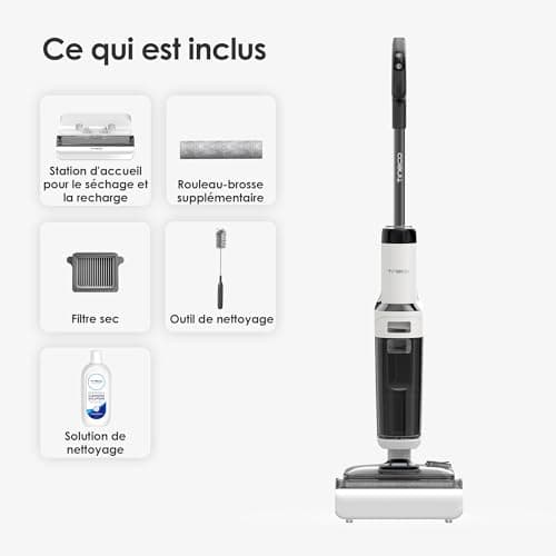 Tineco Floor One Stretch S6 Aspirateur Eau et Poussière Laveur de Sols, Conception Plate à 180°, Hauteur compacte de 13 cm, Auto-Nettoyage Flashdry à 70°C en 5 Min, Nettoyage des Bords sur Trois Faces