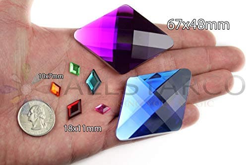Allstarco 11x18mm Flat Back Diamond Acrylic Rhinestones Plastic Gems for Jewelry Making Costume Jewels Cosplay Embelishments - 35 Pieces (Green Emerald h106)