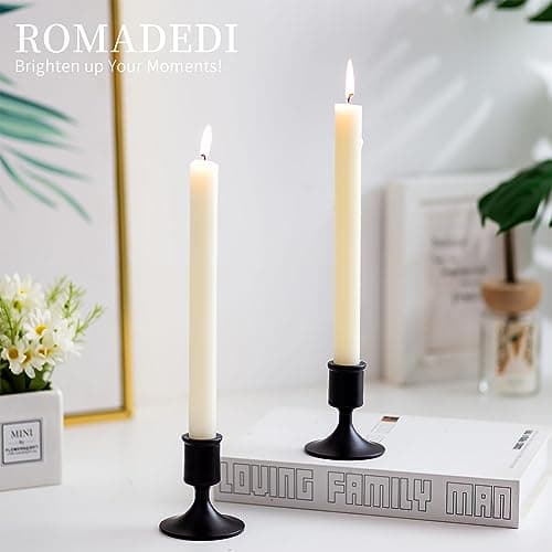 Romadedi Chandelier Bougeoir Noir Halloween - Lot de 12 Petite Bougeoirs Mariage Métal Décoratifs pour Bougies Chandelles Piliers Noel Decoration Maison L’Avent Centre de Table Moderne