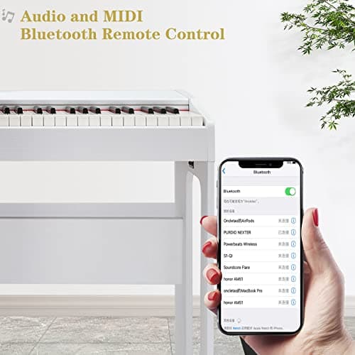 LEADZM Piano Numérique 88 Touches, Clavier Entièrement Lesté, Piano Électrique avec MIDI-USB, Bluetooth et Haut-Parleurs Stéréo, 128 Sonorités et Rythmes, Système à 3 Pédales, Blanc