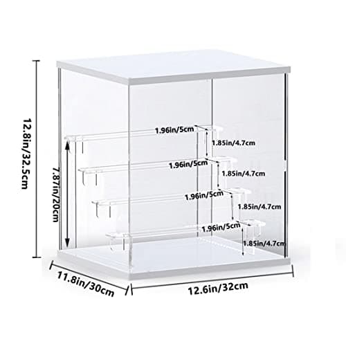 Nynelly 5 Niveaux Vitrine pour Collection Vitrine Acrylique Boîte De Rangement Organisateur Cube, Vitrine Antipoussière pour Funko Pop Figures Jouets De Collection, Blanc, 12.6" L x 11.8" W x 12.8" H