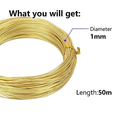 ZDLSDL Fil en laiton, 1 mm, diamètre du fil en laiton Ø 1 mm, longueur 50 m