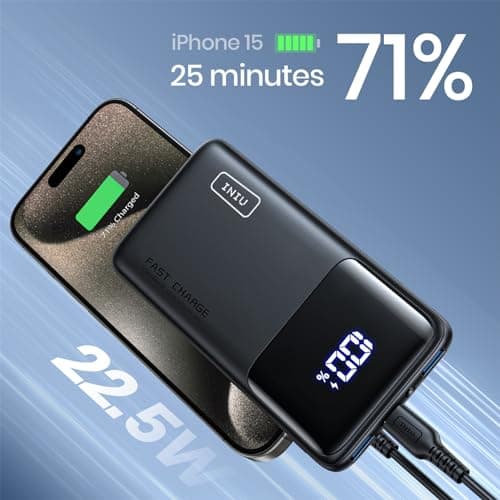 INIU Batterie Externe, 22.5W 10000mAh Power Bank, Batterie Portable USB C Input & Output PD3.0 QC4.0 Charge Rapide Powerbank Compatible avec iPhone 16 15 14 13 12 Pro Max Plus Samsung iPad Pro etc