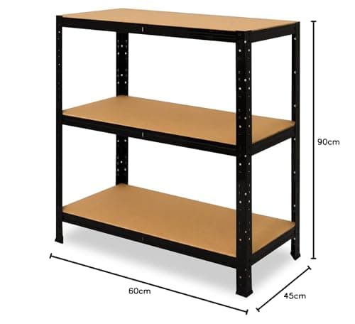 shelfplaza® 90x60x45cm Black Étagère Charge Lourde/Meuble Etagere Noir Metal avec 3 Niveaux/capacité Charge 175kg / Meuble Etagere Metal Noir comme étagère Rangement ou étagère Garage
