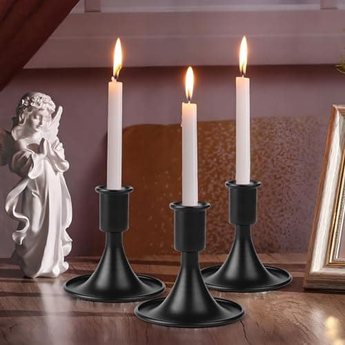 LALAGO Lot de 6 bougeoirs en métal - Inserts de bougies - Bougeoirs dorés pour mariage, Thanksgiving, Noël (noir)