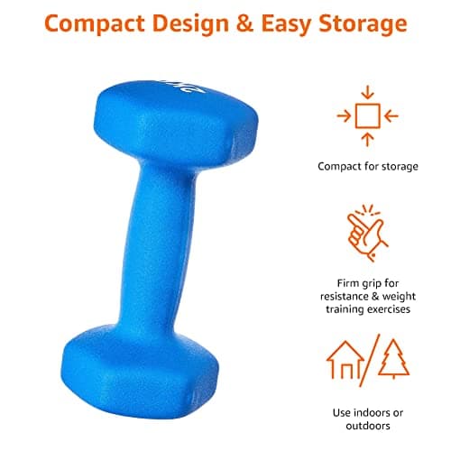Amazon Basics Paire d'haltères en néoprène, 2 kg, Bleu