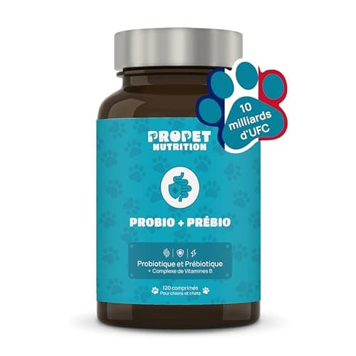 Probiotique Chien et Chat + Prebiotique + Vitamines. 11 Souches Bio-Actives. 10 Milliards UFC. Améliore la Digestion. 120 Comprimés. Anti-Flatulence, Immunité. Digestic. CE. Propet Nutrition