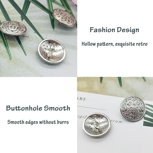 XCSJ 20pcs Bouton Metal Mercerie Boutons à Coudre Metal Bouton En Métal De Vêtements Veste Métal Boutons Ronds En Metal Gros Bouton Mercerie Pour Manteau, Blazer, Chemise, Veste, Uniforme (Argent)