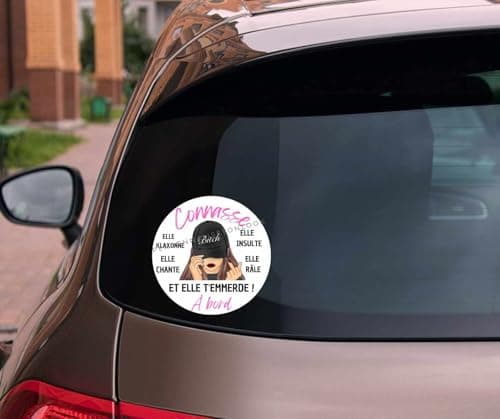 Autocollant de Voiture Humoristique "Connasse à Bord", Stickers Drôles pour Véhicule stickers voiture femme Marrant
