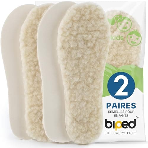 biped 2 Paires de semelles en laine d'agneau pour enfants - Semelles d'hiver extra-épaisses - Semelles intérieures chauffantes pour toutes les chaussures et bottes pour enfants z1021(32-33)