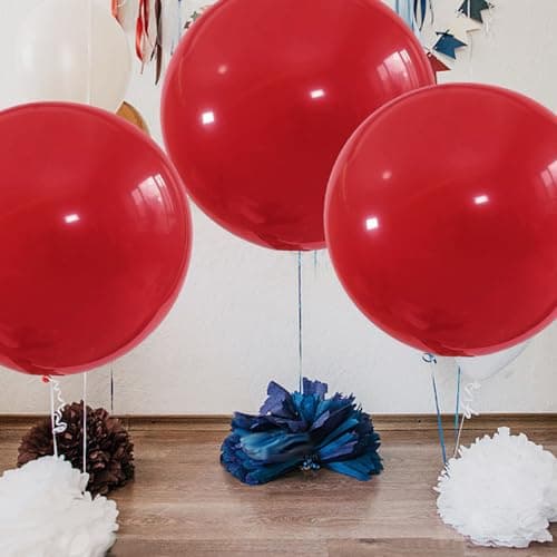 36 Pouces Ballon Géant, 6 Pcs Grand Ballon,90CM Ballon Géant en Latex pour Les Festivités de Fête de Mariage Party Carnival Event Décorations (rouge foncé)