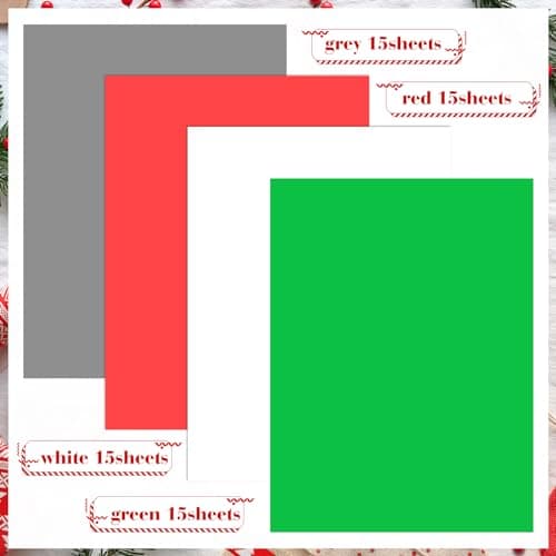 NEBURORA Assortiment de 60 feuilles de papier de soie de Noël 50 x 35 cm Rouge Vert Blanc Gris Papier d'emballage cadeau en vrac pour cadeaux de vacances, sacs artisanaux et décorations de fête