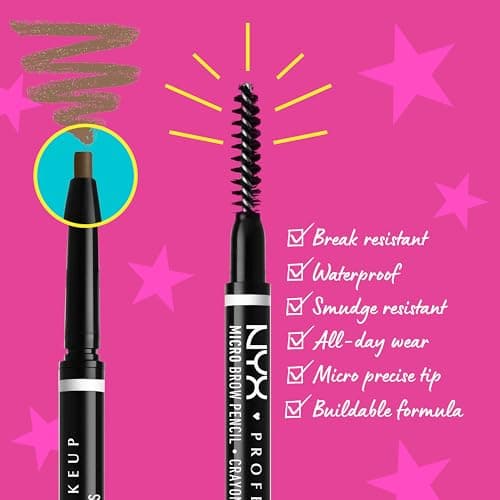 NYX Professional Makeup Crayon à Sourcils Micro Brow Pencil, Crayon Ultra-Fin Double-Embout avec Mine Rétractable et Goupillon, Teinte : Espresso (07)