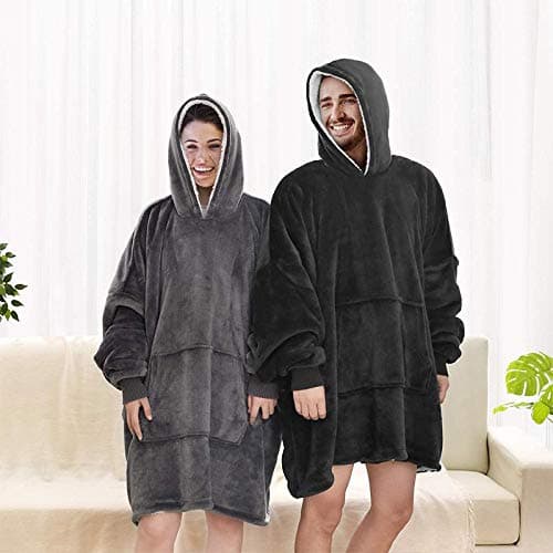 Sweat à Capuche Super Dalian, Veste à Capuche Double Face Super Confortable et épaisse avec de Grandes Poches, Convient aux Hommes et aux Femmes Adultes - noir - taille 1