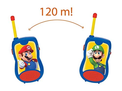 LEXIBOOK- Nintendo Super Mario Talkies-Walkies, Jeu de Communication pour Enfant/garçon, Clip Ceinture, à Piles, Bleu/Rouge, TW12NI